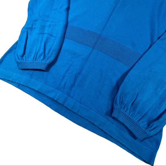 Jones New York size medium blue thin sweater, fold down neck, elastic wrists - Picture 3 of 7